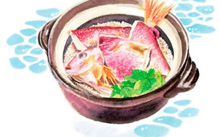 水彩　鯛めしのイラスト