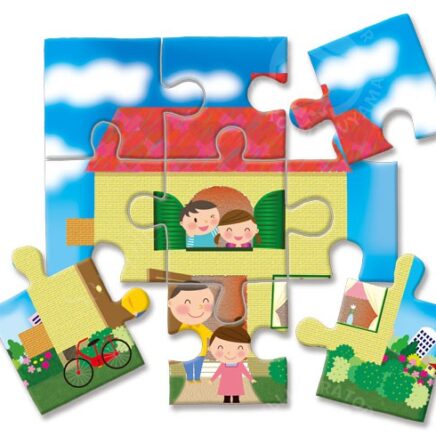 パズル・家・ファミリーイラスト