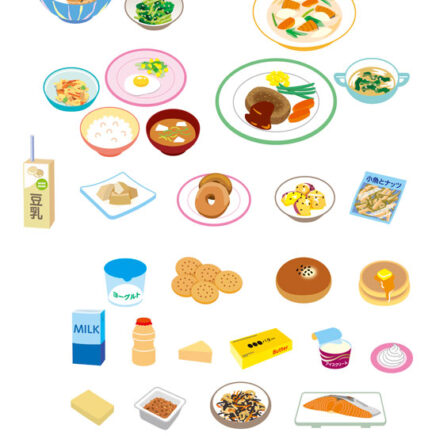 食べ物カットイラスト　健康情報誌向け