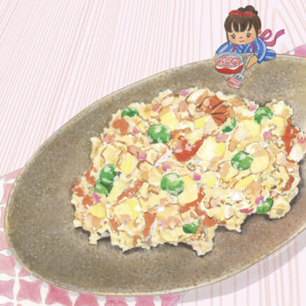 水彩　瑞々しい料理イラスト　ポテサラ