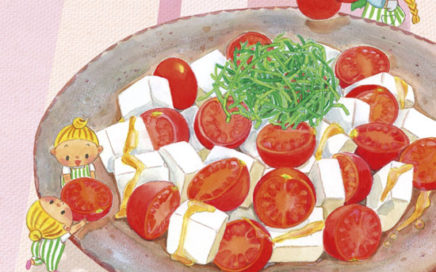 瑞々しい料理イラスト　豆腐とトマトのサラダ