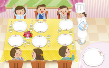 絵本　レストランのイラスト