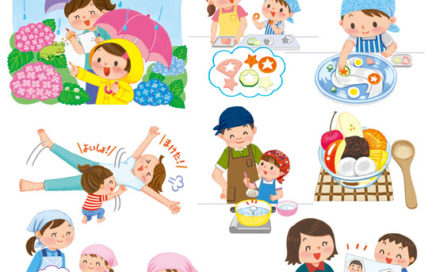 クレヨンタッチ親子カットイラスト