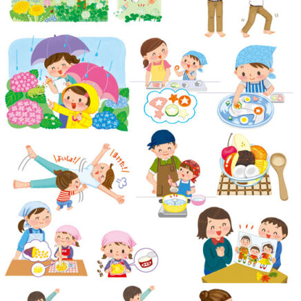 クレヨンタッチ親子カットイラスト