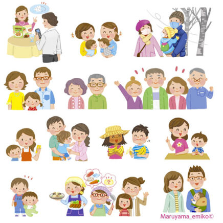 クレヨンタッチ　かわいい人物イラスト