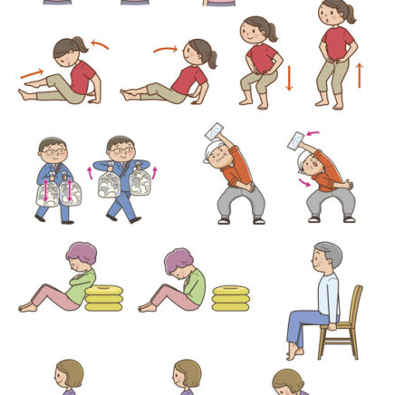 高齢者　ストレッチのイラスト