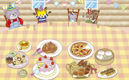 こむぎこの料理パーティイラスト