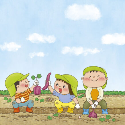 かわいい幼児のイラスト　芋掘り