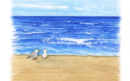 色鉛筆で描いた日本海の夏の海