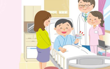 病院に入院した時のイラスト。情報誌の表紙イラスト