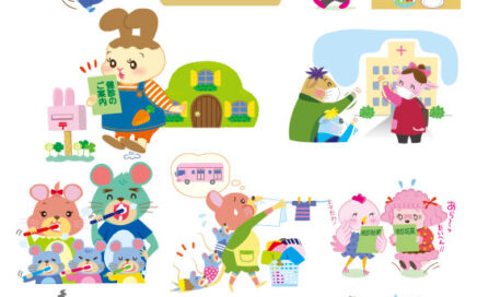 かわいい動物キャラクターのカットイラスト。
